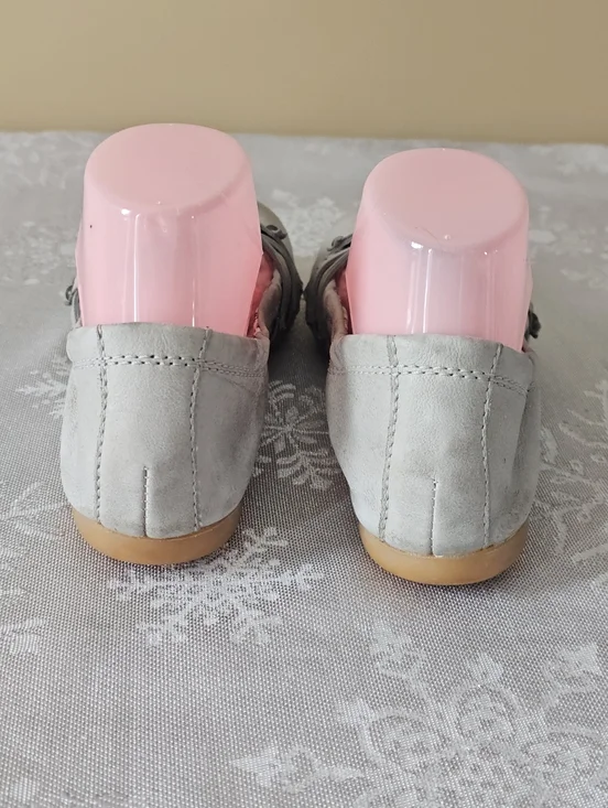 MJUS leather Ballerina Flats  Slip Ons Weathered Grey Elastic On Straps Sz 38 - Picture 7 of 16